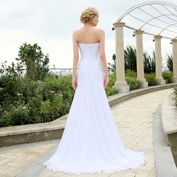 Jiayigong Real Beach Wedding Dress Boho Druhny Sweetheart Crystal Belt Szyfonu Suknie Ślubne Plus Size Robe De Mariee