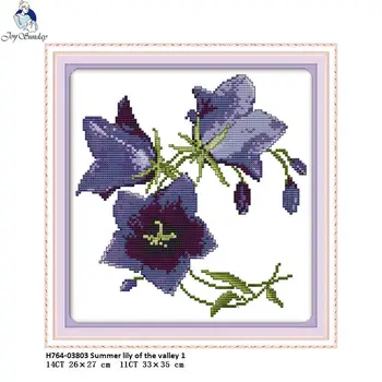 Joy Sunday Lily of the valley and cake series Liczone 11CT Printed Fabric 14CT Canvas DMC Chinese DIY Hand Cross-stitch set