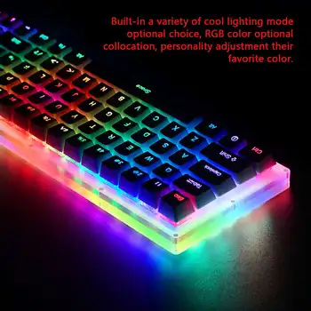 K66 przeszklona kolorowa klawiatura przełącznika Gateron mechaniczna 40Gbps Type -C 66keys 16,8 miliona kolorów RGB krystaliczna powstała klawiatura