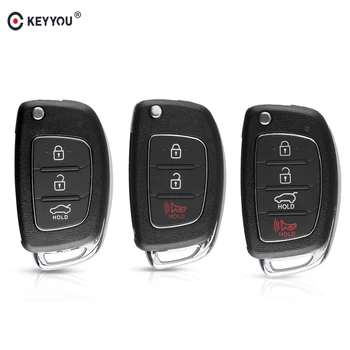 KEYYOU 20pcs 3/4BTN Car Remote Key Fob Shell For Hyundai HB20 SANTA FE IX35 IX45 Accent I40 Flip Folding Key Case