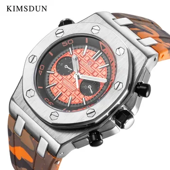 KIMSDUN luksusowe modne męskie kolorowe silikonowe automatyczne mechaniczne zegarki sportowe wojskowy zegarek z wyświetlaczem daty prezent Relogio Masculino