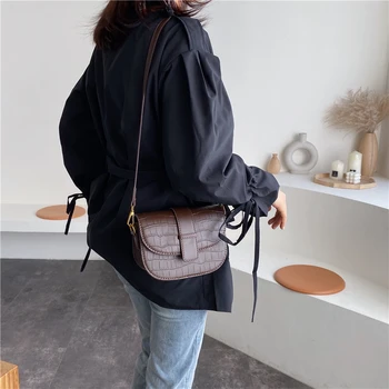 Kamienny wzór Crossbody torby dla kobiet sztuczna skóra 2019 ramię torba Lady torby i torebki mała torba седельная
