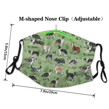 Kawaii Border Collie Dog Non-Disposable Mouth Face Mask Pet Animal Przeciwpyłowa Osłona Unisex Dorosłych Respirator Муфель