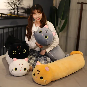Kawaii Cat pluszowe zabawki miękkie koty kreskówka dla odczytu poduszki miękkie poduszki dla dzieci miękkie lalki zabawki nogi poduszka do snu pluszowe zabawki