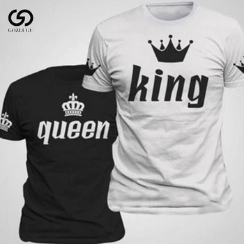 King Queen Lovers Tee koszulka Imperial Crown Printing Couple Clothes lovers Tee Shirt Femme