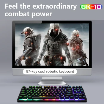 Klawiatura do gier dla GK-10 świecących znaków przez 87-клавишный Gaming laptop Gamer manipulator mechaniczny wyciąg klawiatura