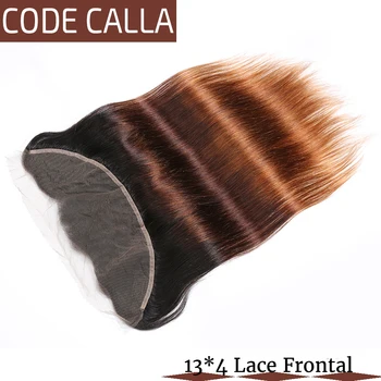 Kod Calla ombre kolor proste włosy wiązki z koronką przód brazylijski Remy włosów ludzkich 3 wiązki z 13*4 ucha do ucha przód