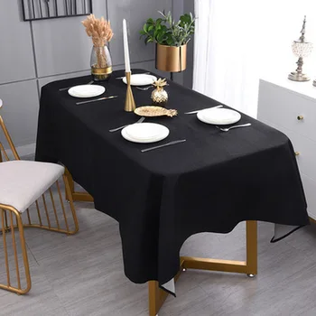Kolor Czarny obrus prosta nowoczesna hotelowa obrus prostokątny, bawełniana tkanina lniana biały obrus do stołu kuchennego