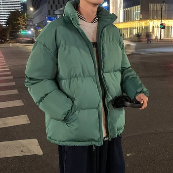 Korea moda stałe kolor bańki płaszcz kurtka zimowa hipster zamek parki Harajuku zielony czarny puffer kurtka S-3XL
