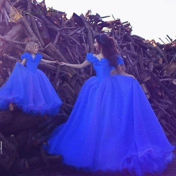 Królewska Niebieska Suknia Suknie Wieczorowa 2020 Matka I Córka Formalna Impreza Noc Suknie Wieczorowe Na Wesele Elegancki Vestido Fiesta