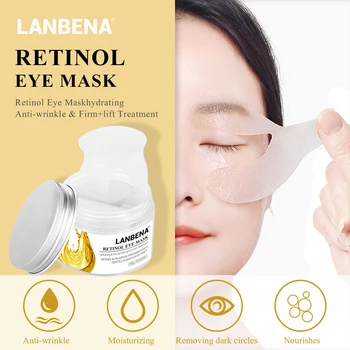 LANBENA kwas hialuronowy, retinol eye mask Łaty dla oczu serum zmniejsza linie wokół oczu, cienie do naprawy torby odżywia, nawilża pielęgnacja oczu