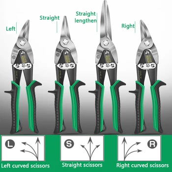 LAOA nożyce do cięcia metalu wielofunkcyjne żelazne nożyce CR-MO przedłużyć nożyczki ze stali nierdzewnej zakrzywione nożyczki metalowe