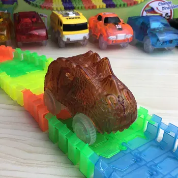 LED Light Up DIY odlewania pod ciśnieniem elektryczny dinozaur samochód świetlny utwór triceratops zebrany poręcz zabawki dla dzieci urodziny prezent