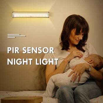 LED Night Light PIR Motion Sensor Smart Stairs Light 10 diod led ładowalna lampka nocna dla Wadrobe szafa sypialnia szafki kuchenne