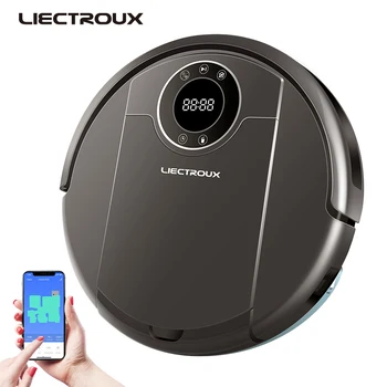 LIECTROUX Robot Vacuum Cleaner ZK808, WiFi App,wchłanianie 3000pa, nawigacja po mapie, inteligentna pamięć,lampa UV,wilgotna mop,bezszczotkowy silnik