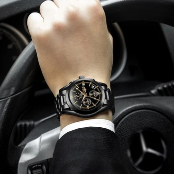LIGE męskie zegarki Top Brand Luxury Fashion Business kwarcowe zegarki Męskie sportowe całkowicie stalowe wodoodporne czarne zegarki Relogio Masculino
