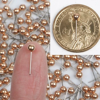 LMDZ 40Pcs Map Tacks Push-Pins with Gold Round Head Steel Point for Bulletin Board Fabric Marking Push-Pins with Clear Box