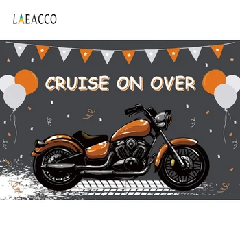 Laeacco Rejs Nad Wielki Motocykl Balon Urodziny Tło Zdjęcia Tło Dla Studia Fotograficznego Фотофонд Photocall
