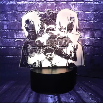 Lampa stołowa Comic Naruto Group z napotkanymi przeciwnikami Shikamaru Sakura LED Cartoon Room Night Light 3D Visual Sasuke Holiday Friend Kid Toy