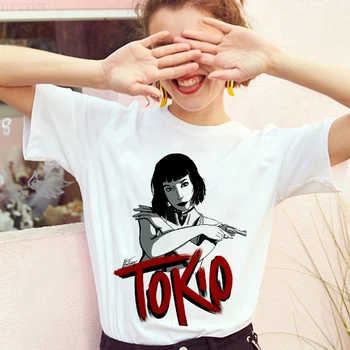 Lato Harajuku Damska koszulka La Casa De Papel drukowany hip-hop t-shirt modny dom papieru damska biała koszulka duży rozmiar top