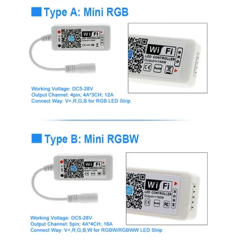 Led Controller MINI WIFI RGB/RGBW/RGB-WW-CW LED Strip Controller DC12-24V Smartphone Magic Home Mini Wifi RGB Smart Controllers