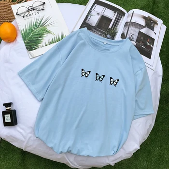 Letnie Nowe Damskie Kpop Koszulki Topy Codzienne Koreański Bangtan Boys Butterfly Print Friends Vintage T Shirt Women Fans Support Clothing