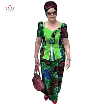 Letnie nowe afrykańskie stroje dla kobiet bawełna z krótkim rękawem Afrykańska odzież spódnica zestaw plus rozmiar Afrykański odzież tradycyjna WY3202