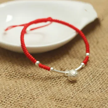 Lucky Red Rope String Bracelet & Bangle Real 925 Silver Bracelet Women Amulet Handmade Bell Charm Buddha Sterling Jewelry