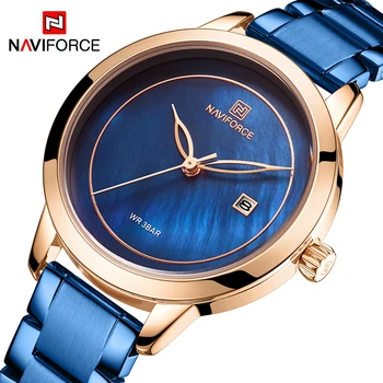 Luksusowe damskie Zegarki NAVIFORCE Brand Clock stalowe zegarek Kwarcowy zegarek Mody kobiet zegarek reloj mujer relogio feminino