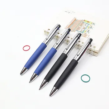 Luksusowy długopis metal+skóra niebieski/czarny skóra ekologiczna uchwyt uchwyty Rolkowa długopis 0,7 mm dla biznesu e-maile biuro szkolne