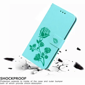 Luksusowy skórzany flip-book etui do Umi Umidigi Max / Super Rose Flower Wallet Stand Case Phone Cover Card Holder Bag coque