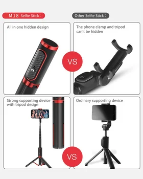 M18 Bezprzewodowy Bluetooth Selfie Stick mini statyw przenośny 15 kg Playload statyw Selfie Stick dla smartfonów z systemem Android z systemem IOS
