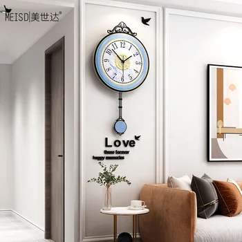 MEISD Nordic zegar ścienny wahadło jakość akrylowe Home Decor zegar retro zegar Ścienny sztuki drukowania Horloge Darmowa wysyłka Rocznika