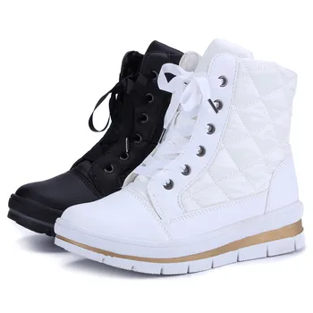MORAZORA 2020 nowe zimowe buty śniegu zasznurować jednolity kolor wełny grube futro płaskie botki Damskie modne buty na platformie