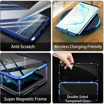 Magnetyczny Samsung Samsung Galaxy Note 10 Plus Podwójny Boczny Szkło Hartowane Metalowa Pokrywa Dla Samsung Galaxy Note 8 9 S10