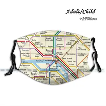 Mapa Metra Indywidualny Projekt Maska Do Twarzy Антипылевой Filtr Diy Print Są Zmywalni For Adult Kids Paris Paris Mask Metro Metro Mask