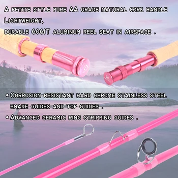 Maximumcatch 2wt/5wt Women Różowy Fly Fishing Rod Medium-Fast with Cordura Rod Tube