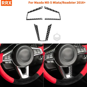Mazda MX-5 Miata Roadster kierownica przycisk przełączania pokrywa naklejka 2016+ MX5 ND włókna węglowego dekoracja wnętrz akcesoria samochodowe