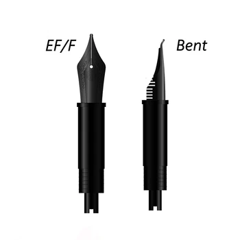 Metal Hongdian Black Forest Fountain Pen Titanium Black EF/F/Bent Nib Beautiful Tree Texture Ink Pen, Spare Pen Nibs Option