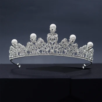 Miallo barokowe perły austriacki rhinestone tiara i Korona kobiece nakrycie głowy Europa Vintage Królowa Księżniczka Korony ślubne ozdoby do włosów