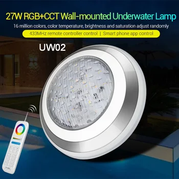 Miboxer AC12V/DC12-24V IP68 underwater 9W/15W/27W RGB+CCT ściany podwodna lampa 27W PAR56 LED Pool Light;brama 433 Mhz