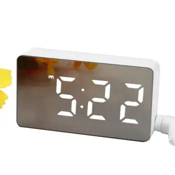 Mini LED lustro cyfrowe tenis budzik Wake Up Light for Home Time Temperature Display elektroniczne zegar na biurko budzik