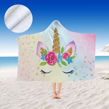 Miękka mikrofibra letni plażowy ręcznik z kapturem kreskówka miś z kapturem ręcznik dla chłopców, dziewcząt noszone podróży, papier pakowy koc
