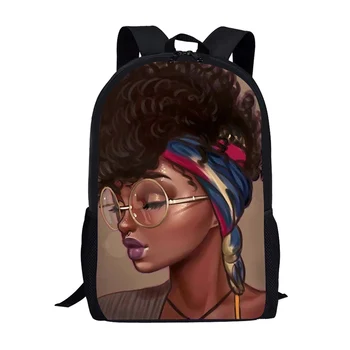 Moda 3D czarna dziewczyna druku torby szkolne dla chłopców, dziewcząt fajne początkujący student Bookbags dzieci tornister plecak Mochila Infanti