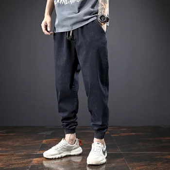 Moda Uliczna Męskie Jeansy Loose Fit Denim Spodnie-Cargo Drukowanych Projektant Spodnie Vintage Hip-Hop Jeans Mężczyźni Biegacze Spodnie