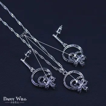 Modny kolor srebrny zestaw biżuterii dla kobiet motyl CZ kamień Urok wisiorki naszyjniki kolczyki pierścień miłość jubileusz
