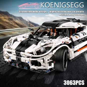 Mold King Technical 13120 Koenigsegged Super Racing White Car Fit MOC 4789 Model Building Blocks klocki zabawki na prezenty