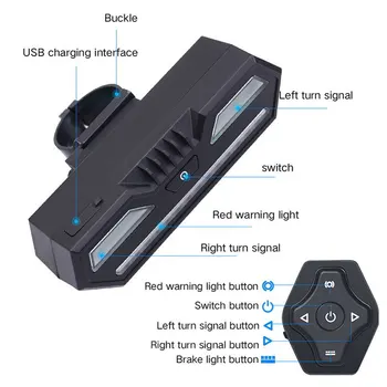Multi tryby oświetlenia rowerowego światło Smart Auto Brake Light Sensing USB Charge LED jazda na Rowerze lampa tylna rower pilot zdalnego sterowania migacz