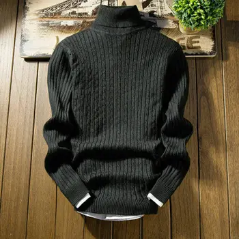 Męska Casual Slim Fit Sweter Bluza Z Dzianiny Koszulki Termalne Mężczyźni Podstawowa Golf Z Długim Rękawem Przytulny Sweter Sweatercoat