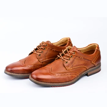 Męska klatka buty człowiek Oxford Bullock buty ze skóry naturalnej człowiek ogromny rozmiar formalne obuwie męskie Biznesowa buty vintage rzeźbione buty